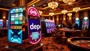 Rasakan kegembiraan Slot Depo 1000 dengan mesin slot yang cerah dan meja kasino yang glamor.