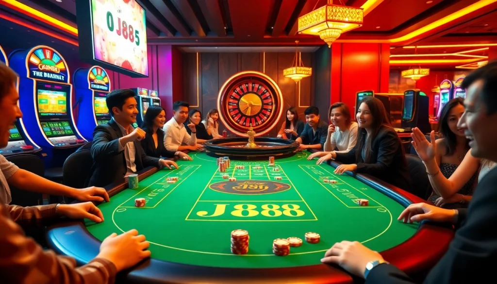 Người chơi tận hưởng trải nghiệm JD88 tại bàn casino sang trọng.