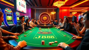 Người chơi tận hưởng trải nghiệm JD88 tại bàn casino sang trọng.