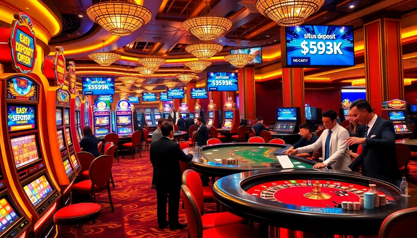 Experience exciting gaming at a modern casino with situs deposit 5k options and vibrant slot machines.