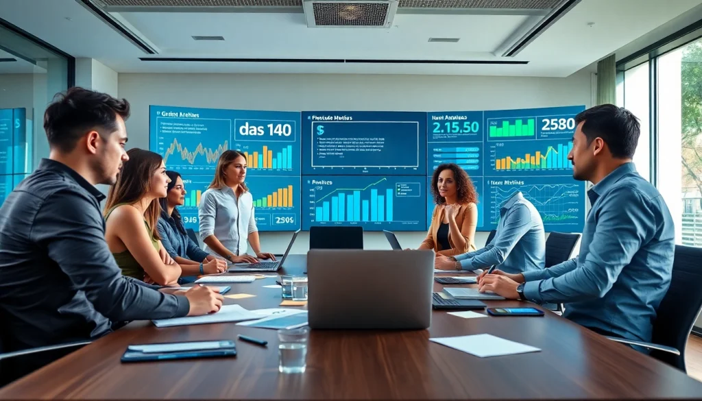 Analyze das 140 data with a dynamic team in a modern office environment.