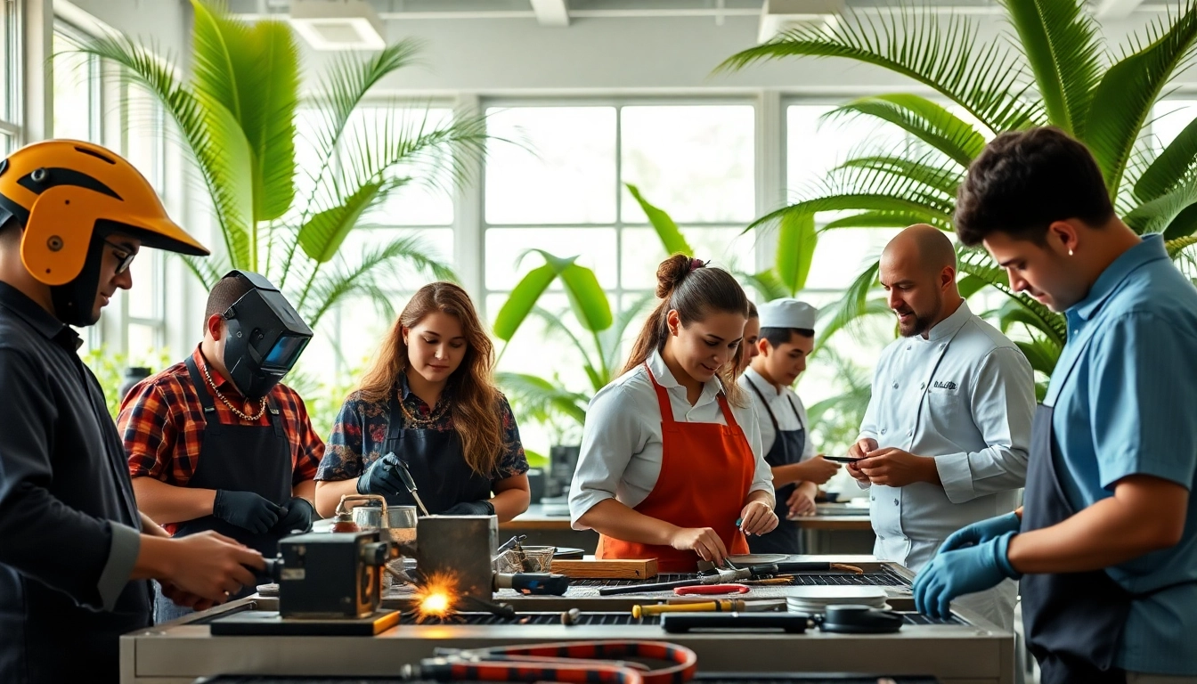 Students collaborating in hawaii trade schools, showcasing vibrant learning environments.