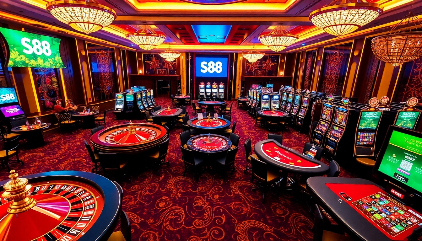 S88 casino players engaging in high-stakes games at a luxurious gambling table.