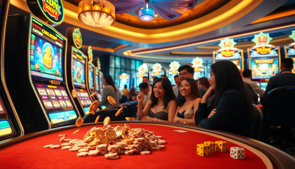 Experience the excitement of IDN slot 777 gaming at a luxurious casino with vibrant slot machines.