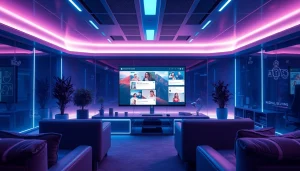 Discover the best NSFW AI chat experience with a futuristic digital landscape showcasing vibrant AI interactions.