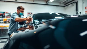 Ceramic coating near me is expertly applied by a technician, showcasing car detailing skills.
