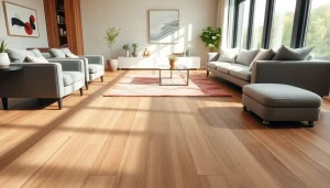 Admire lvp flooring in a stylish living room highlighting modern design and comfort.