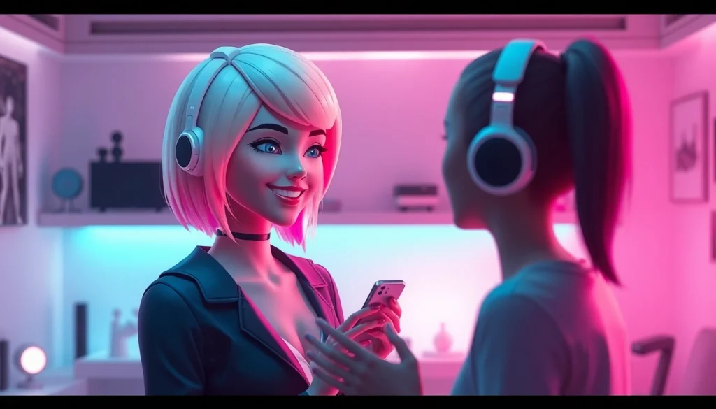 AI girlfriend engaging in a digital chat, showcasing technology and companionship.