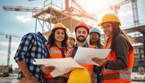 Hands-on construction training programs in action with diverse trainees and safety gear.