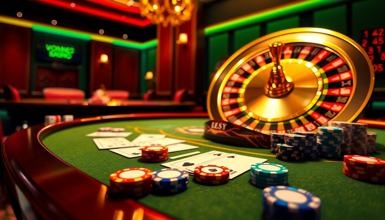 Interagissez avec une table de poker virtuelle dans une expérience de casino en ligne France luxueuse, mettant en vedette des cartes et des jetons vibrants.
