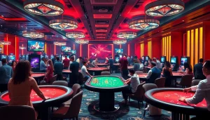 라이브 바카라 테이블이 있는 카지노사이트의 역동적인 장면으로, 다양한 플레이어가 첨단 기술을 사용한 고급 게임 경험에 참여하고 있습니다.