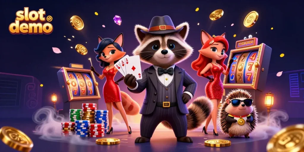 Experience the excitement of slot demo with dynamic characters, vibrant casino elements, and rich visual detail.